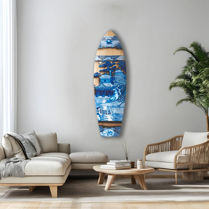China Temple Surfboard Wall Art