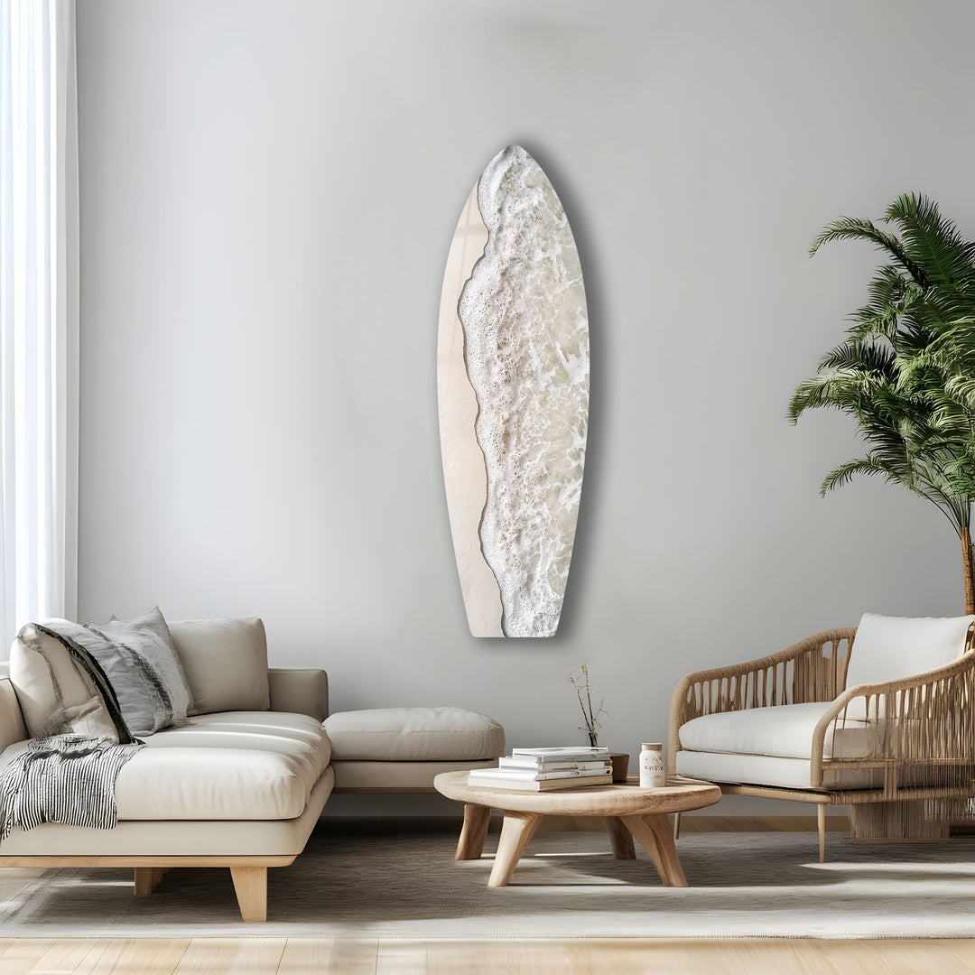 Wandkunst mit Surfbrett und Strandwelle aus weißem Schaumstoff 