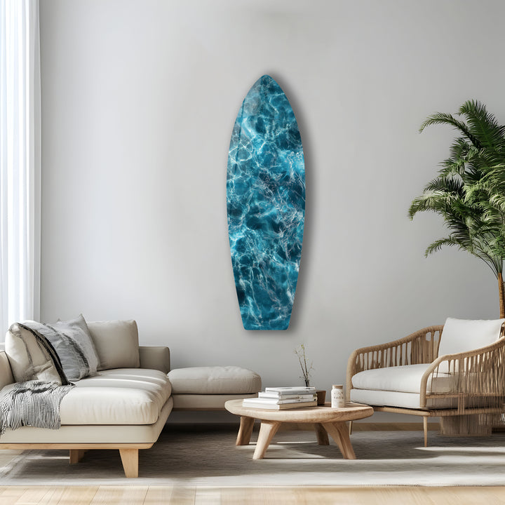 Deep Blue Waters Surfbrett Wandkunst 