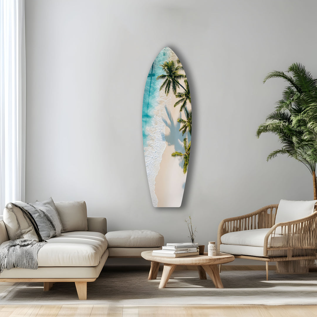 Tropisches Strandparadies Surfbrett Wandkunst 