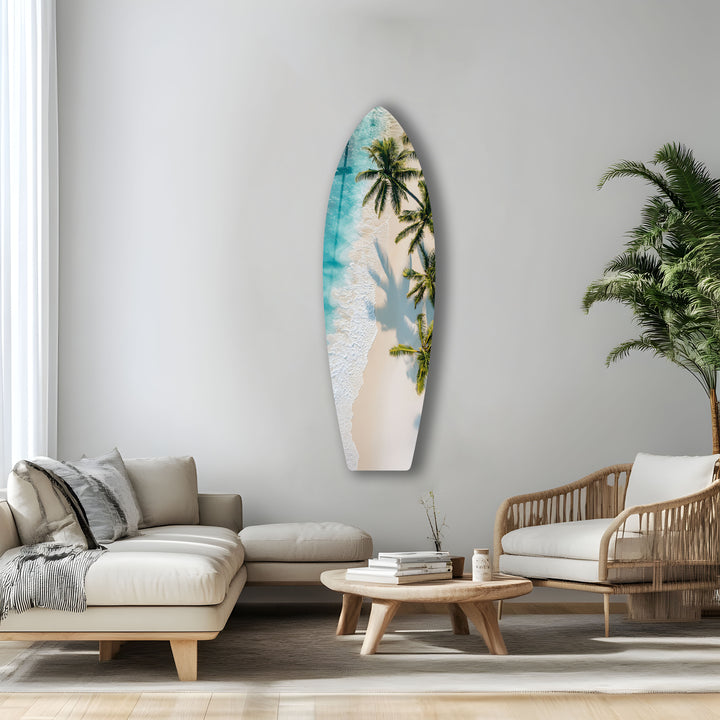 Tropisches Strandparadies Surfbrett Wandkunst 