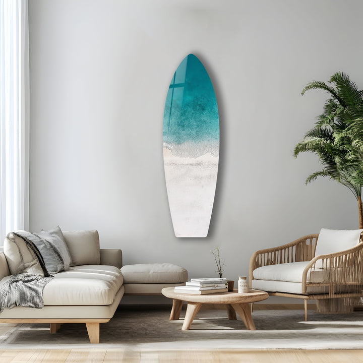 Azure Shoreline Surfbrett-Wandkunst 