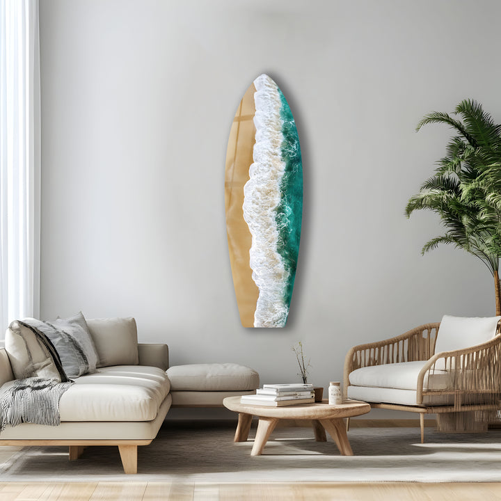 Golden Shore Surfbrett Wandkunst 