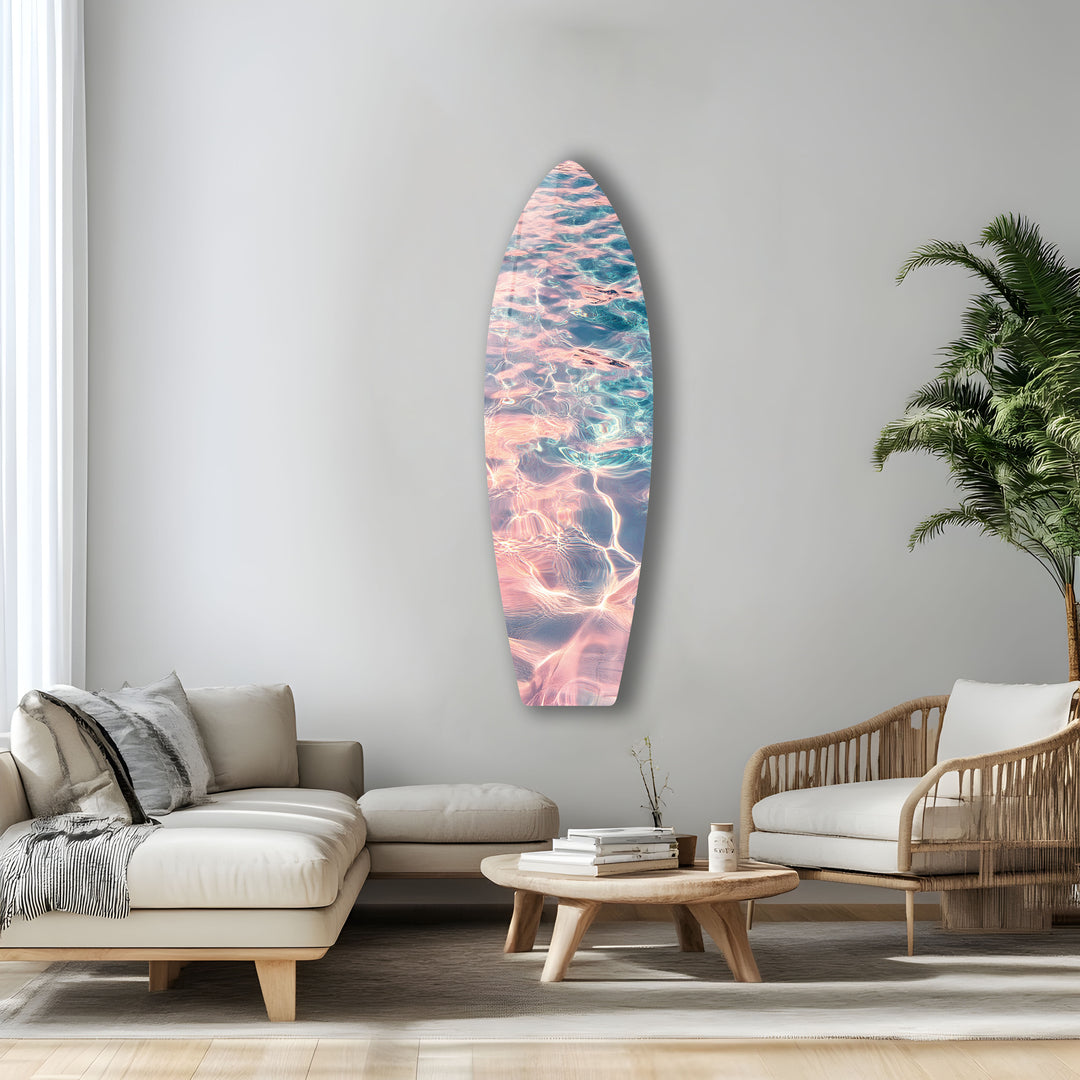 Sonnenuntergang Reflexionen Surfbrett Wandkunst 