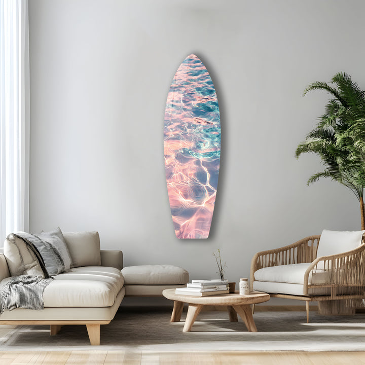 Sonnenuntergang Reflexionen Surfbrett Wandkunst 