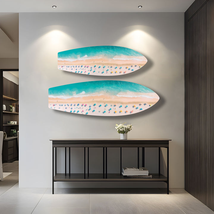Strand &amp; Sonnenliege Surfbrett Wandkunst 
