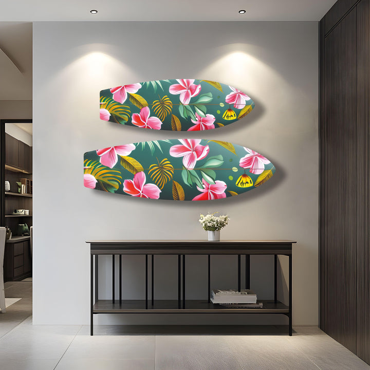 Colored Flowers Surfboard Wall Art