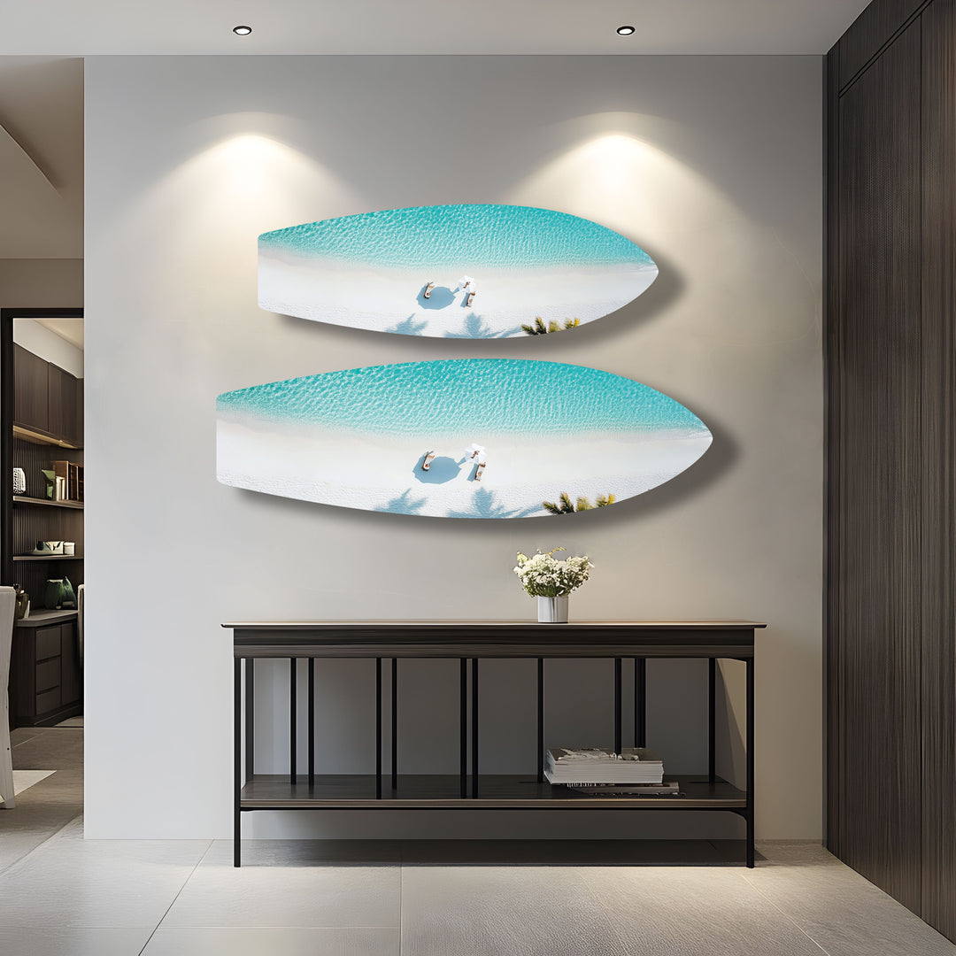 Tropical Serenity Surfbrett Wandkunst 
