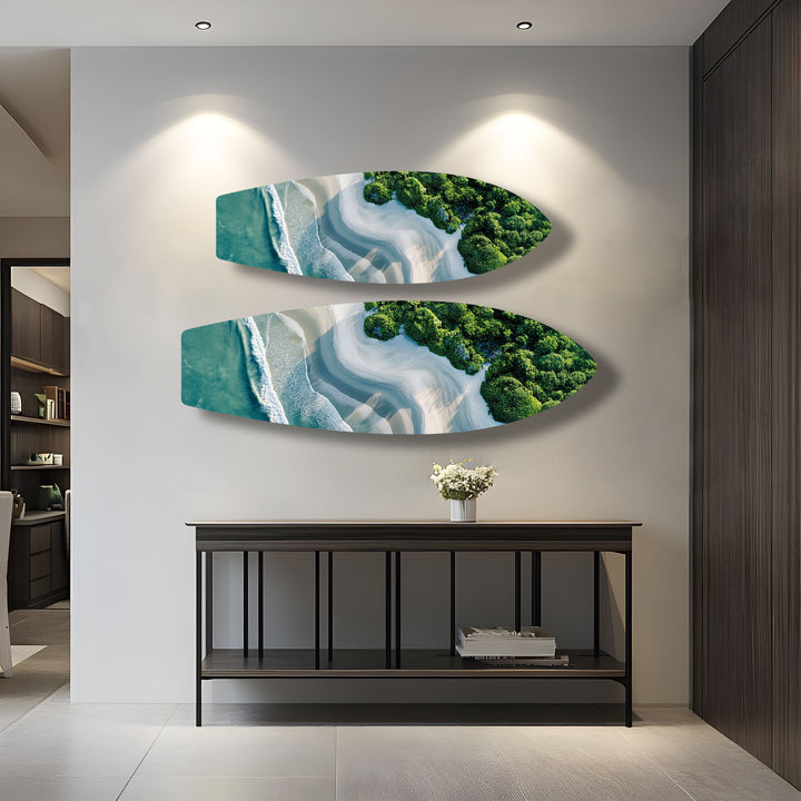 Coastal Bliss Surfbrett-Wandkunst 