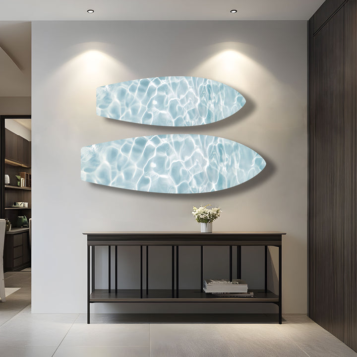 Crystal Blue Waters Surfbrett Wandkunst 