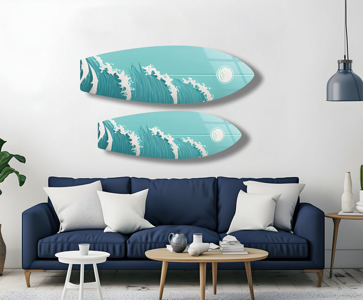 Meereswellen Surfbrett Wandkunst