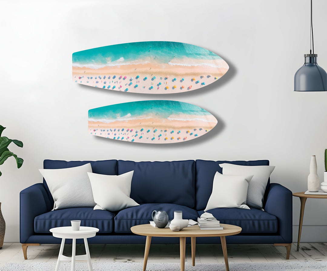 Strand &amp; Sonnenliege Surfbrett Wandkunst 