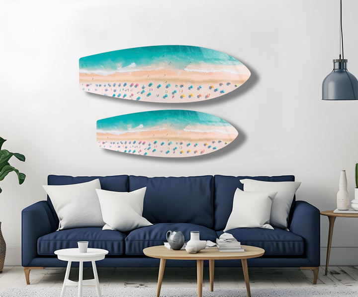 Strand &amp; Sonnenliege Surfbrett Wandkunst 