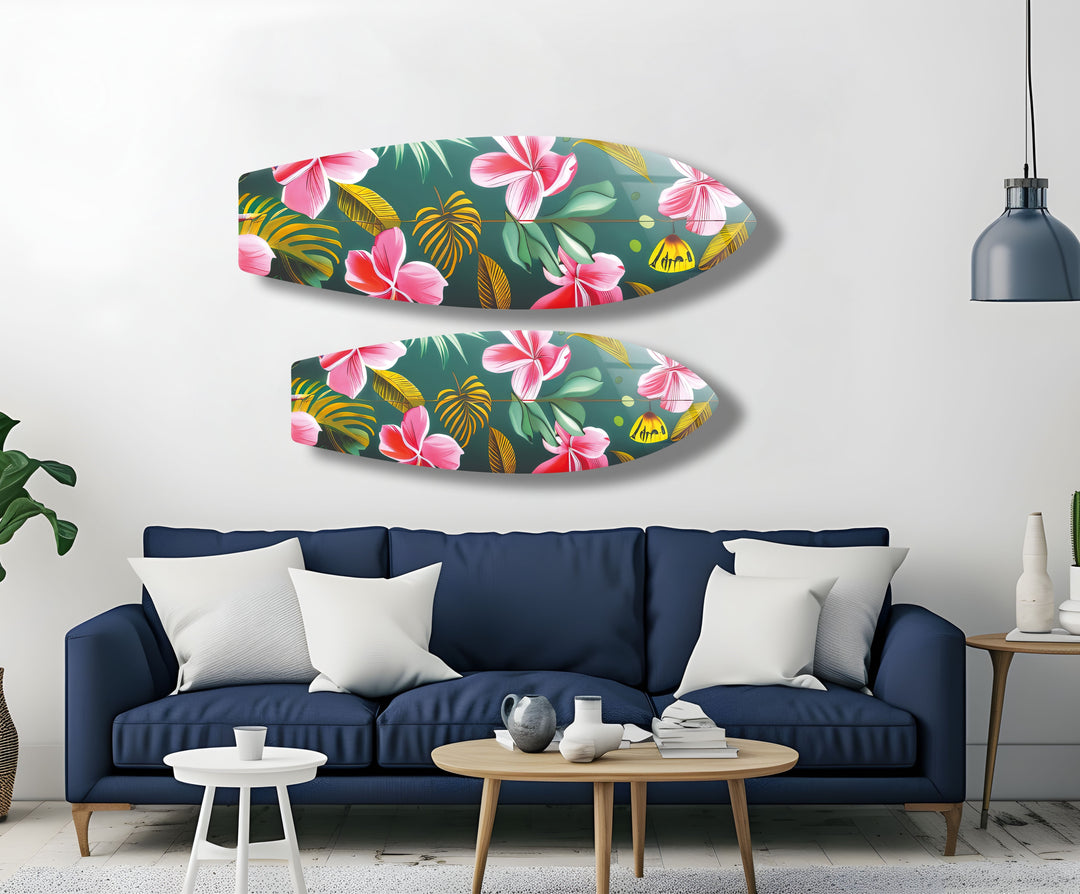 Colored Flowers Surfboard Wall Art