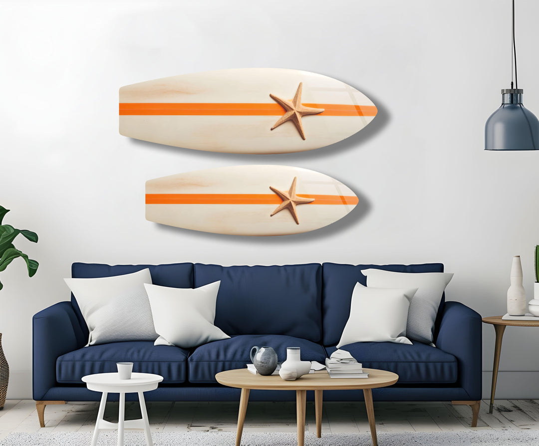 Strand, Seestern, Surfbrett, Wandkunst