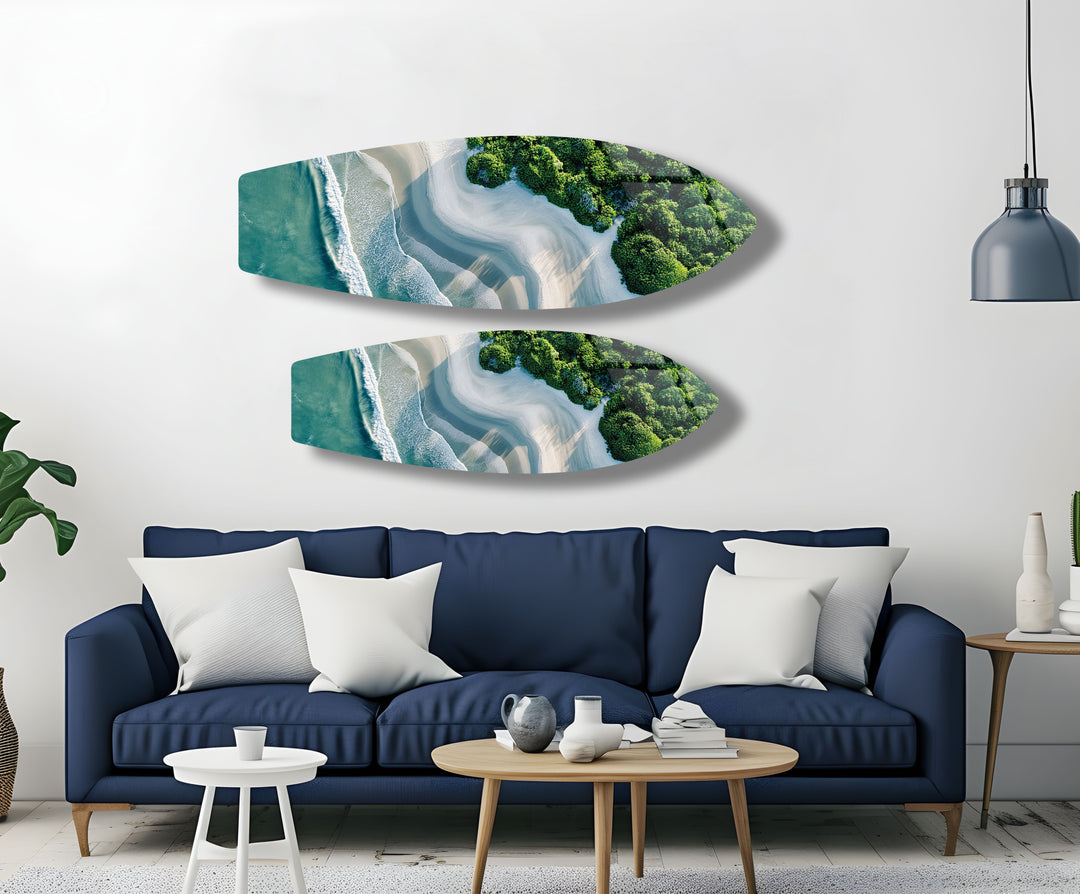 Coastal Bliss Surfbrett-Wandkunst 