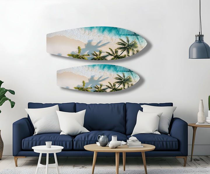 Tropisches Strandparadies Surfbrett Wandkunst 