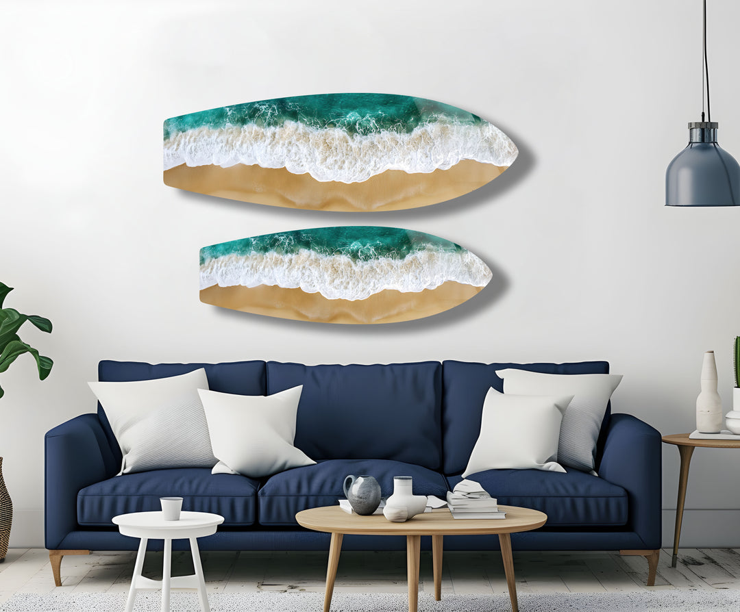 Golden Shore Surfbrett Wandkunst 
