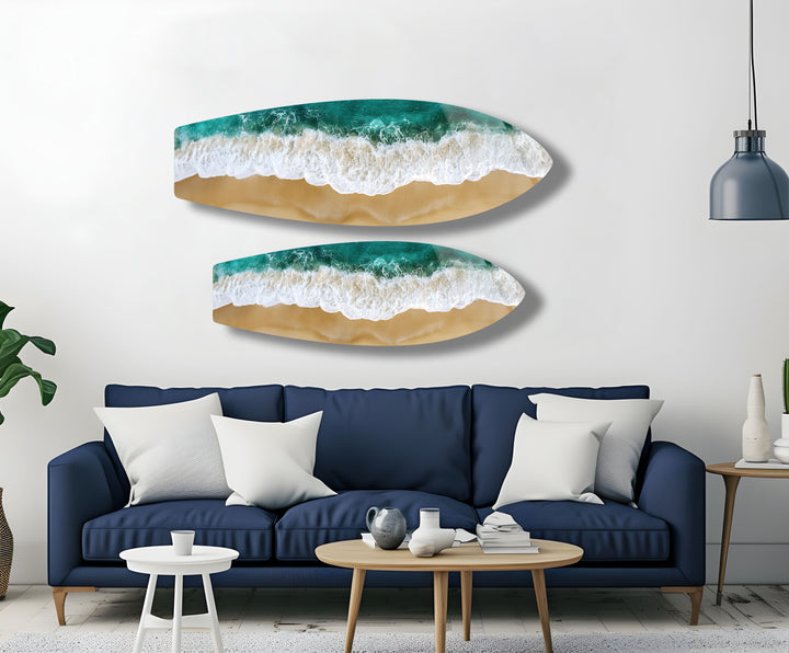 Golden Shore Surfbrett Wandkunst 