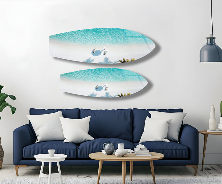 Tropical Serenity Surfbrett Wandkunst 
