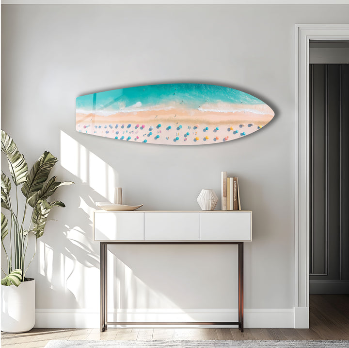 Strand &amp; Sonnenliege Surfbrett Wandkunst 