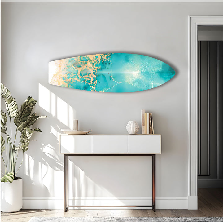 Abstrakte Meereswellen-Surfbrett-Wandkunst