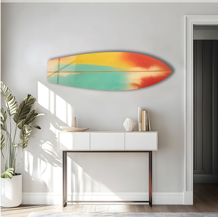 Grün-rote abstrakte Surfbrett-Wandkunst