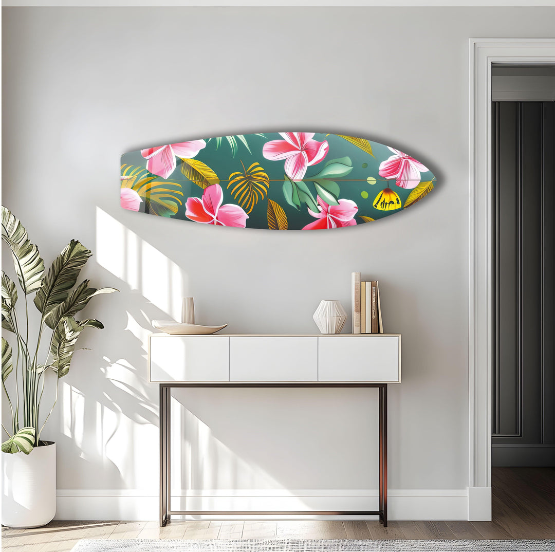 Colored Flowers Surfboard Wall Art
