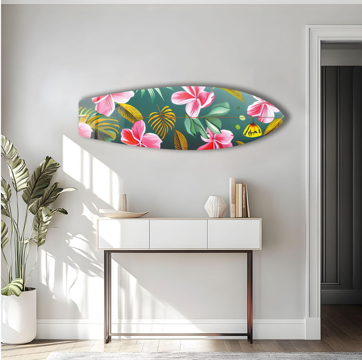 Colored Flowers Surfboard Wall Art