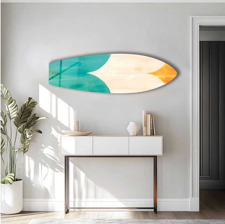 Farbige Holzdetails Surfbrett Wandkunst