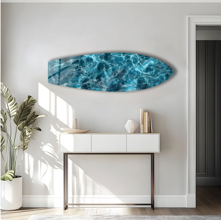 Deep Blue Waters Surfbrett Wandkunst 