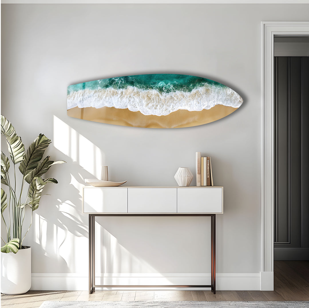 Golden Shore Surfbrett Wandkunst 