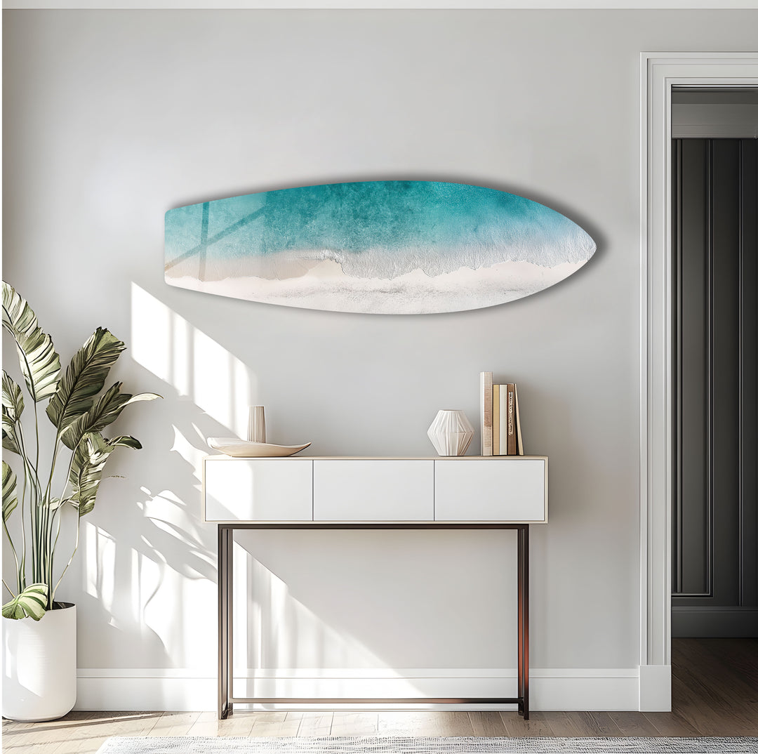 Azure Shoreline Surfbrett-Wandkunst 