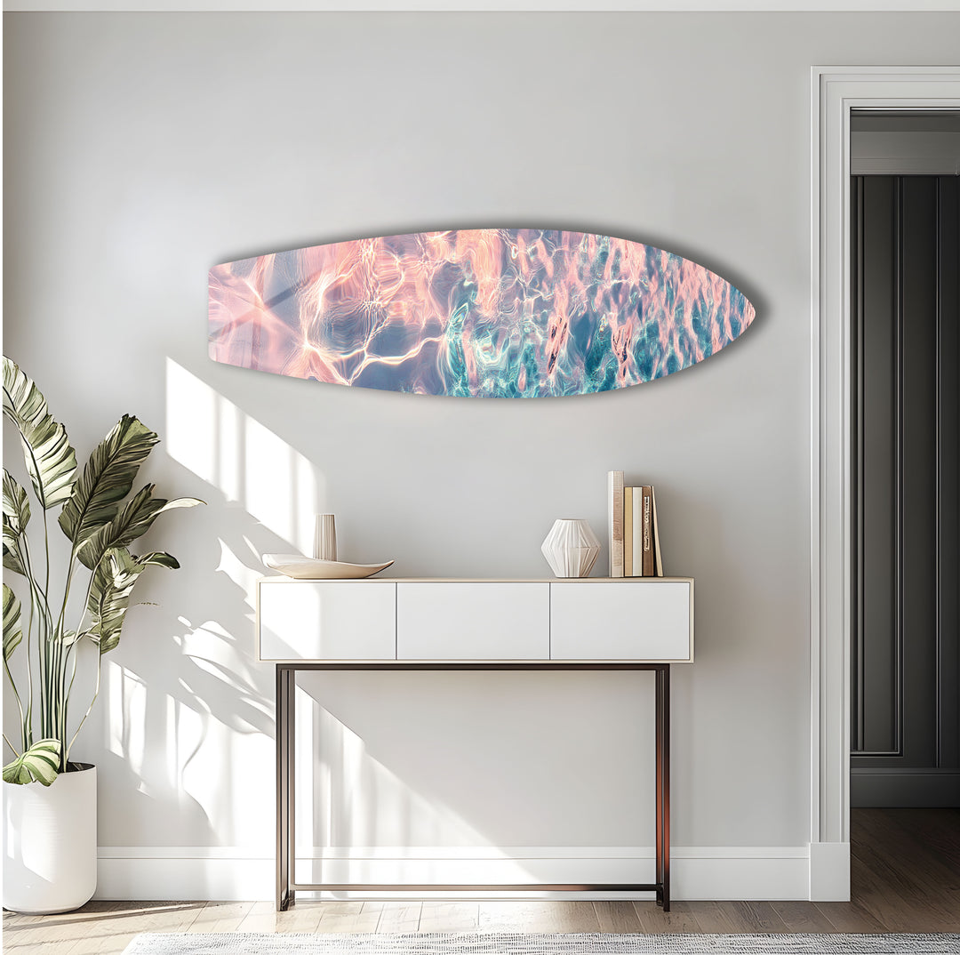 Sonnenuntergang Reflexionen Surfbrett Wandkunst 