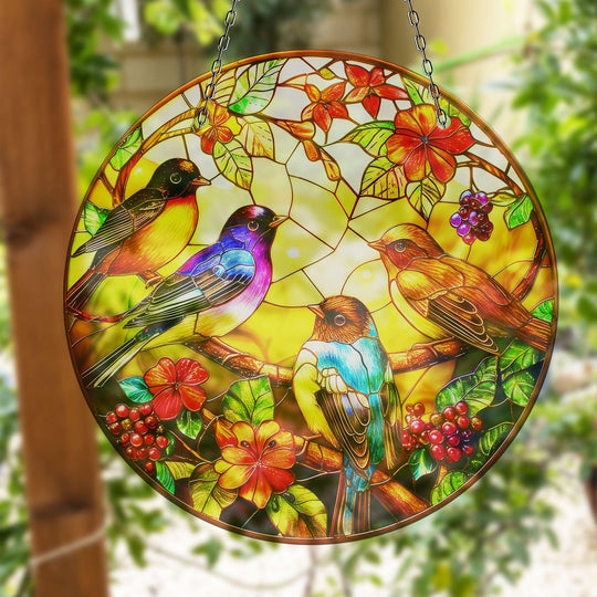 Multicolors Stained Birds Suncatcher Brighten Any Space with Glass Suncatchers | Myphotostation
