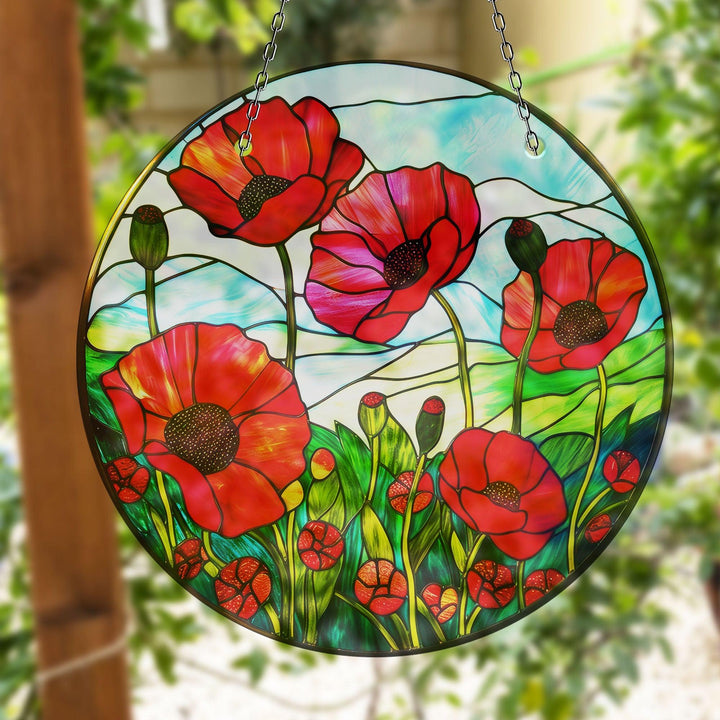 Red Poppy Flower Suncatcher Glass Suncatchers | Myphotostation
