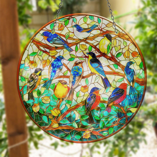 Stained Blue Birds Suncatcher Beautiful Home Decor | Myphotostation
