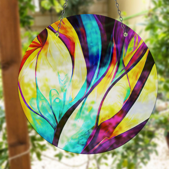 Purple Abstract Suncatcher Durable Tempered Glass | Myphotostation
