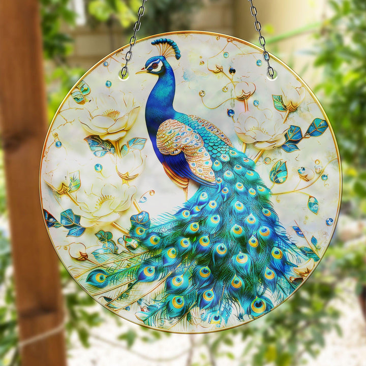 Turquoise Peacock Suncatcher Stained Glass Suncatchers | Myphotostation
