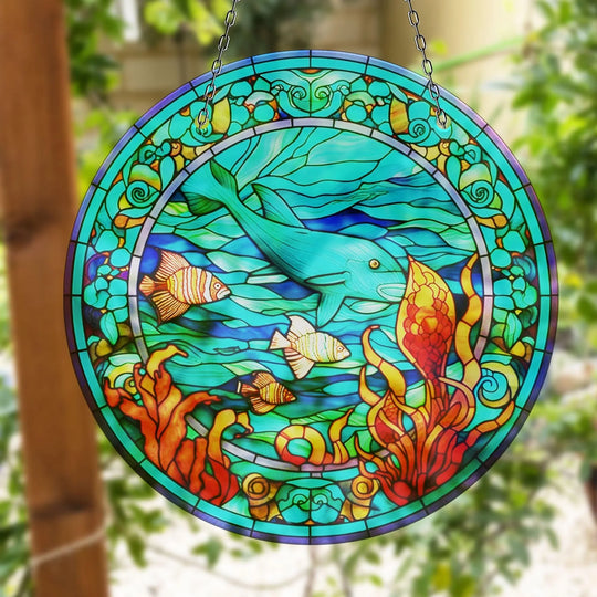 Fish Stained Suncatcher Vibrant Stained Glass Suncatchers for Windows | Myphotostation
