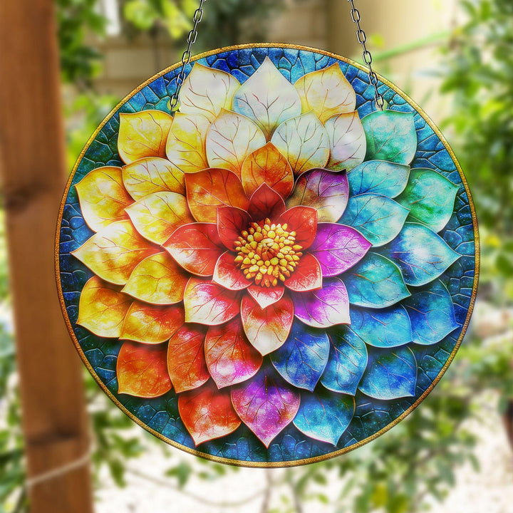 Blau-roter Lotus-Sonnenfänger-Dekor