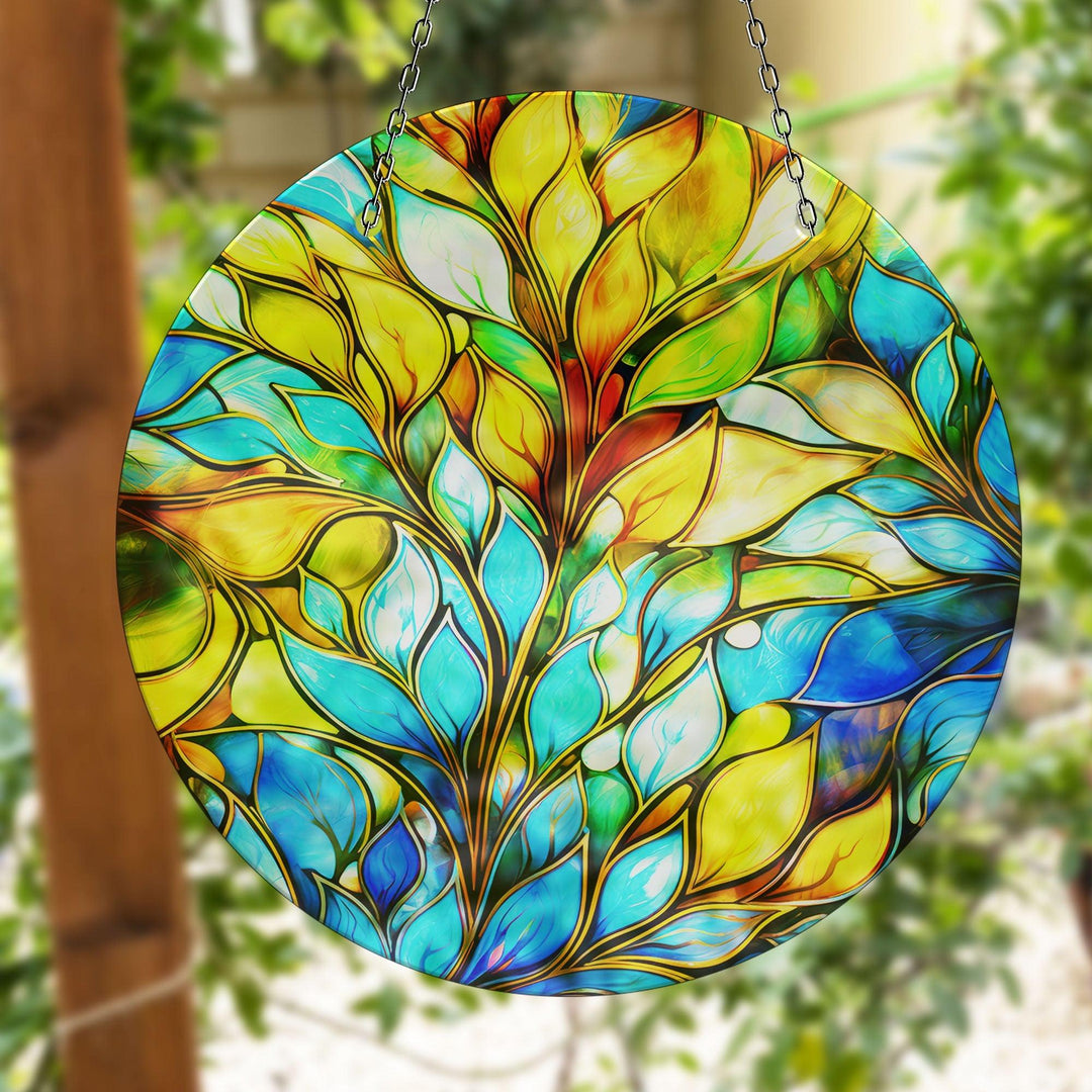 Blue Yellow Leaves Suncatcher