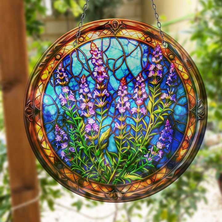 Lavender Feild Art  Stained  Suncatcher Elegant Tempered Glass Design for Windows | Myphotostation
