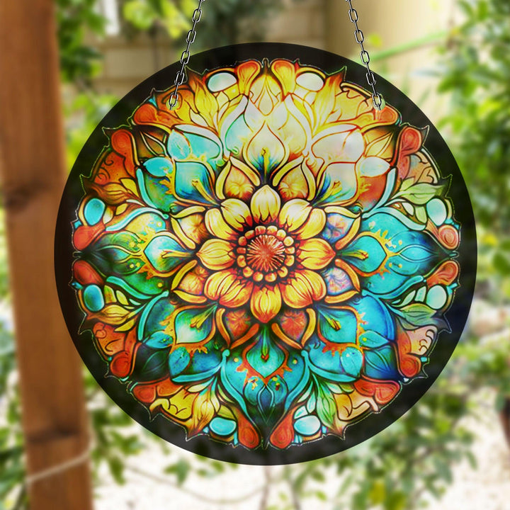 Orange Stained Flower Suncatcher Unique Stained Glass Suncatchers | Myphotostation
