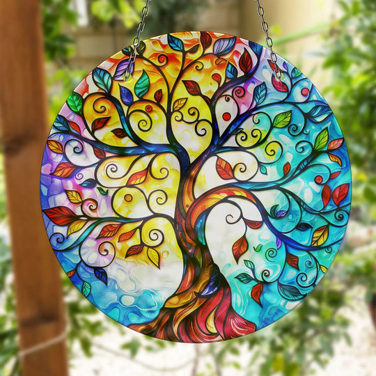 Colored Life of tree Suncatcher Transform Windows with Suncatchers | Myphotostation
