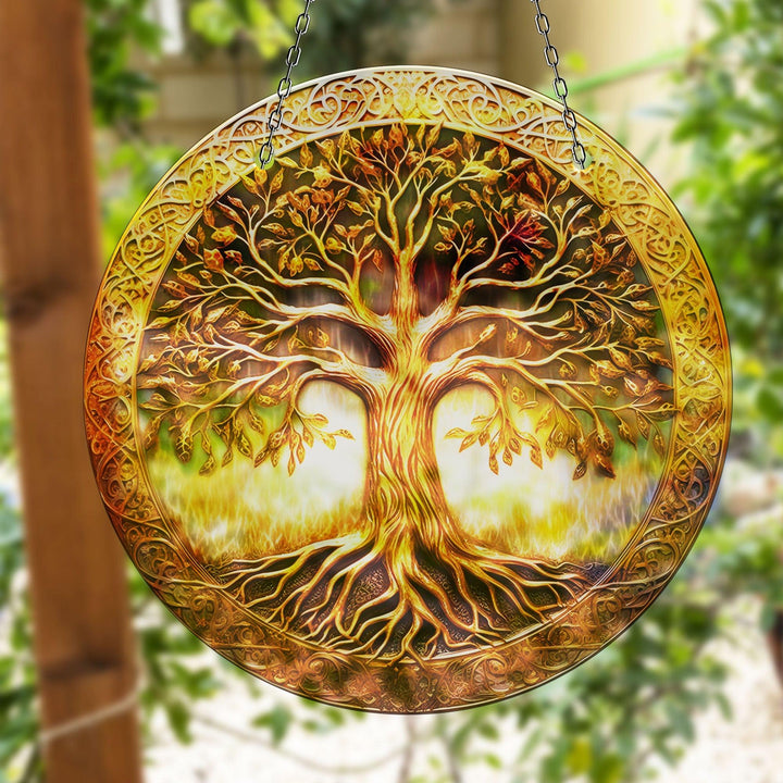 Gold Tree of Life Suncatcher Stained Glass Suncatchers | Myphotostation
