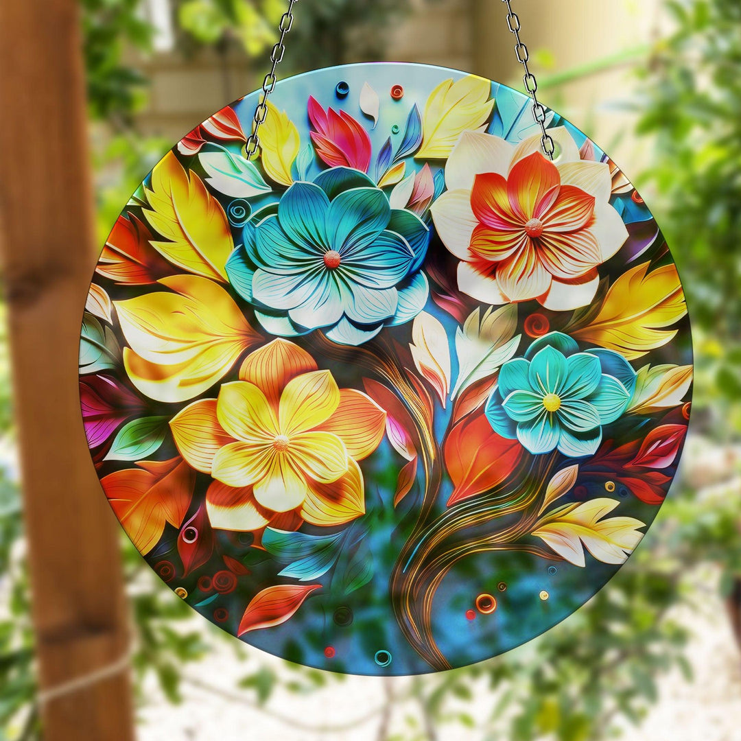 Vivid Botanical Suncatcher Elegant Tempered Glass Design for Windows | Myphotostation
