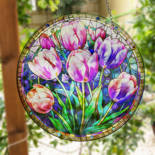 Purple Tulips Suncatcher  Brighten Windows | Myphotostation
