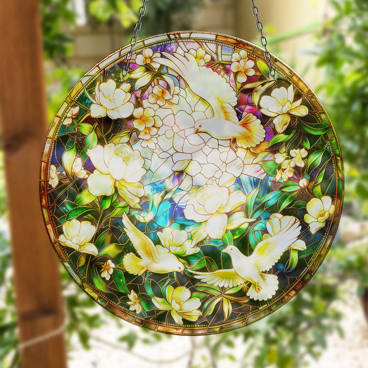 White Birds Suncatcher Decor Transform Windows with Suncatchers | Myphotostation
