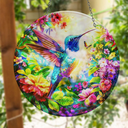 Stained Colorful Hummingbird Suncatcher  Brighten Windows | Myphotostation
